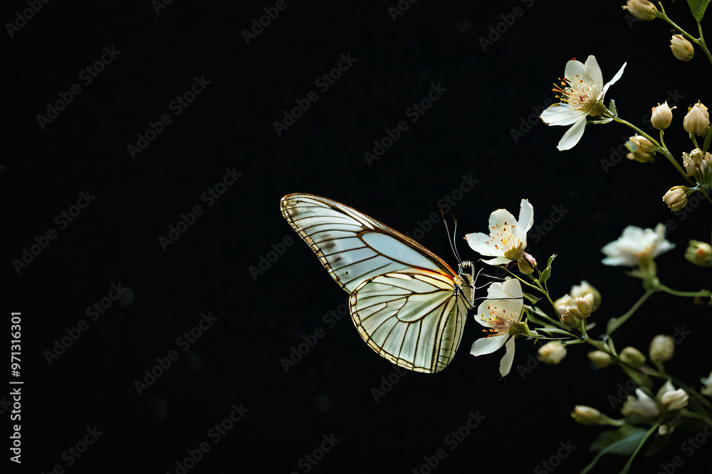 Wall mural butterfly on a flower