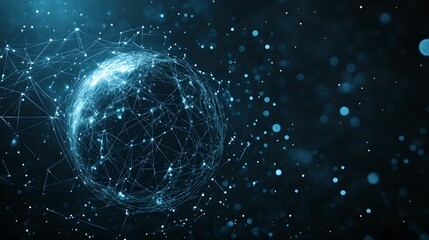 Obraz premium Digital Globe with Glowing Network Connections, connection, technology, internet, dark