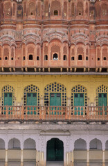 Naklejka premium the Jaipur city palace in the City of Jaipur in the Province of Rajasthan in India. India, Jaipur, January, 1998
