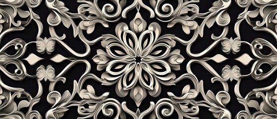 Detailed arabesque-inspired ornate pattern background with floral motifs and geometric precision intricate and sophisticated