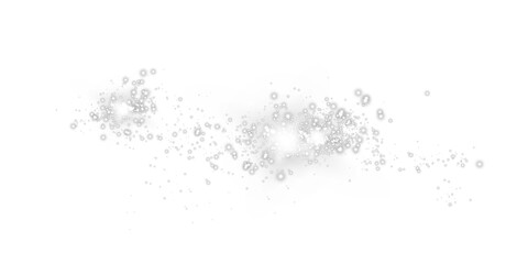White glowing light effect with many glitter particles. Starry cloud with dust. Magic christmas decoration. Luminous bokeh softly shimmering white light. Light abstract glowing lights. PNG.
