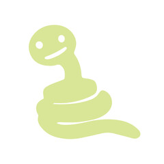とぐろを巻く黄緑色のヘビのイラスト