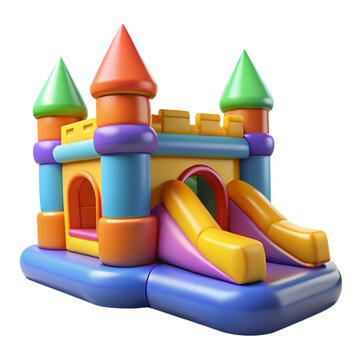 Colorful Inflatable Bounce Castle with Slide for Kids