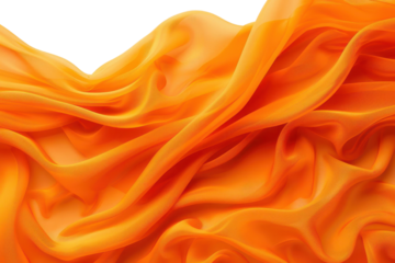 Vibrant orange silk fabric drapes elegantly, creating a dynamic and luxurious texture, perfect for fashion and design backgrounds.