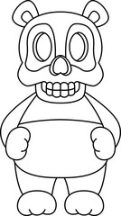 Panda Halloween Skull Animal Vector Graphic Art Illustration