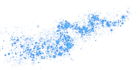 Fototapeta premium Blue glowing light effect with many glitter particles. Starry cloud with dust. Magic christmas decoration. Luminous bokeh softly shimmering blue light. Light abstract glowing lights. PNG.