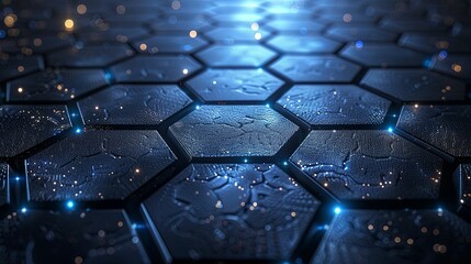 Obraz premium Abstract Hexagon Pattern with Blue and Yellow Lights