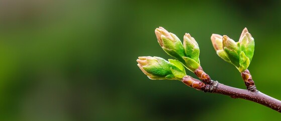 New buds on a tree branch, symbolizing the start of spring and renewal