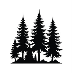 Obraz premium Elegant Sapin Silhouettes Vector Collection, Pine Tree Sapin Silhouettes for Holiday Design.