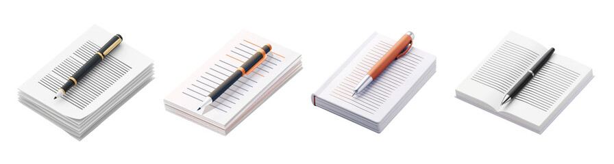 Naklejka premium Notepad Pen Writing Notes Diary Blank Page Journal Stationery Paper Document Writer Author Business Office Education School Studying Work Remind