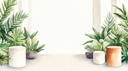 Produce a detailed watercolor painting depicting a birds eye view of a corporate pet care facility featuring lush greenery modern pet amenities and a calming atmosphere