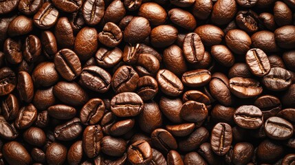 Naklejka premium Realistic high resolution photo of coffee beans, top camera angle.