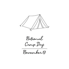 line art of National Camp Day good for National Camp Day celebrate. line art.