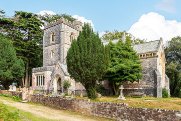 The Victorian church of St Mary (built 1854) on Brownsea Island in Poole Harbour, Dorset, England UK