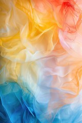 Obraz premium Colorful fabric texture with vibrant gradient of yellow, blue, and red hues