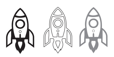 Rocket icon set. Abstract rocket ship symbolizing the startup's launch and growth. simple Vector art