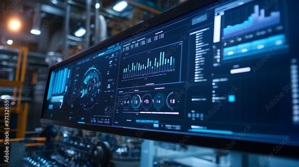 Poster futuristic digital dashboard with advanced data visualization and analytics for business,finance,and