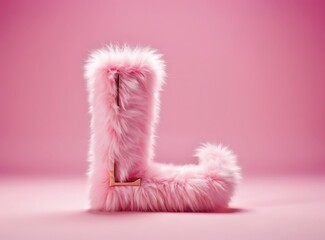 Fototapeta premium Fur letter L pink accessories accessory.