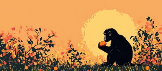 A monkey enjoying fruits in its natural environment