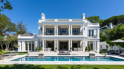 Naklejka premium Luxury Mansion with Swimming Pool