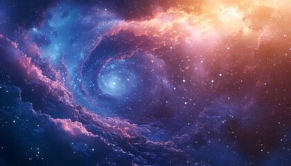 Obraz premium Stunning cosmic swirl of colors and stars, capturing the beauty of a galaxy in deep space filled with vibrant hues.