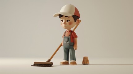 3d small people - sweeper