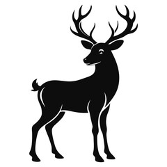 Naklejka premium Hand draw Deer vector, line art, silhouette ,black and white