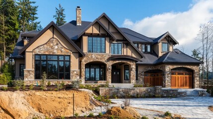 modern suburban house under construction