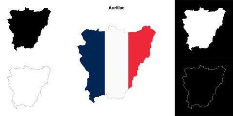 Aurillac arrondissement outline map set