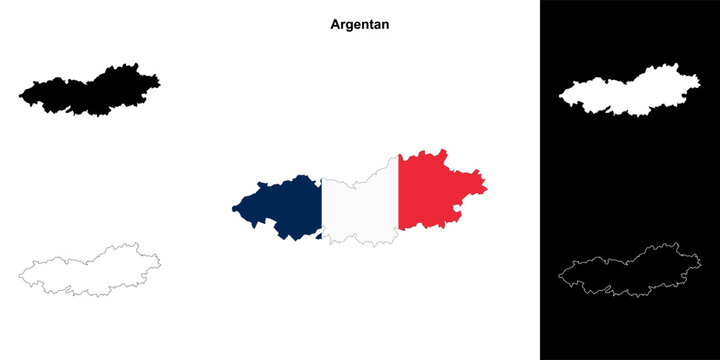 Argentan arrondissement outline map set