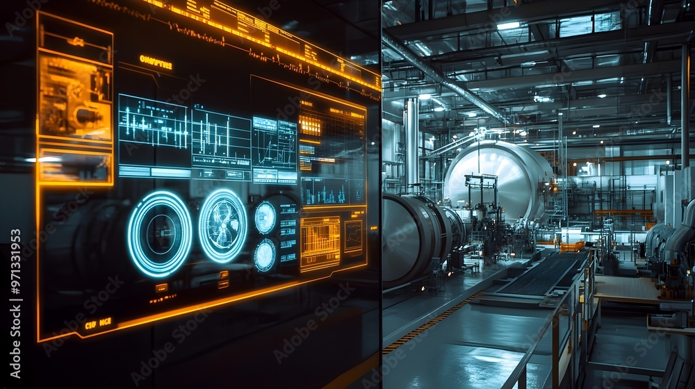 Poster futuristic virtual dashboard interface showcasing advanced data analytics and control systems for sm