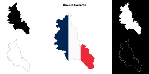 Brive-la-Gaillarde arrondissement outline map set
