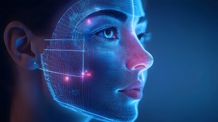 A digital twin interface displaying advanced biometric identification,data analytics,and monitoring capabilities for a futuristic,AI-driven technological landscape.