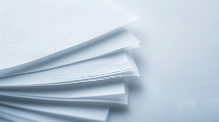 Layers of pristine white paper, delicately arranged, highlighting a clean and minimalist aesthetic, perfect for artistic or professional presentation purposes.
