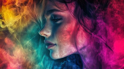 Fototapeta premium Woman in Colorful Smoke