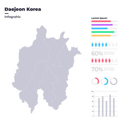 Daejeon South Korea Administrative Districts Map Vector Graphic