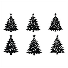 Christmas Tree Silhouette Vector Collection.