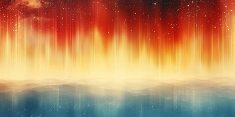 Abstract background with vertical lights and a starry sky.