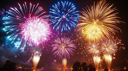 Stunning display of fireworks in various shapes