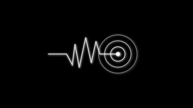 Earthquake with word map,blinking dot and Richter scale, Seismograph Loop - Animated seismograph records earthquake tremors.