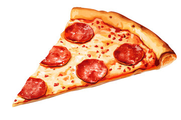PNG cutout of single slice of pepperoni pizza in illustration vector style isolated on transparent background