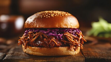 BBQ pulled pork sandwich with coleslaw, Fast food, southern favorite