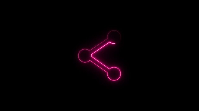 Neon line hare sharing icon. Social Networking Service symbol consisting of three connected circles forming a triangular shape.