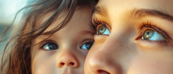 Close-up of a loving gaze between a mother and child gentle eyes full of warmth and care in a soft natural light setting