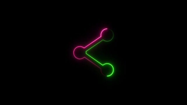 Neon line hare sharing icon. Social Networking Service symbol consisting of three connected circles forming a triangular shape.