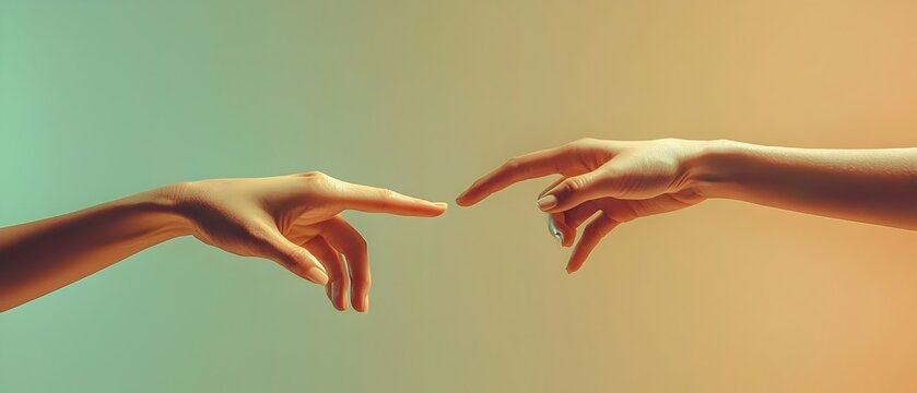 Two hands reaching towards each other in an abstract minimalist composition symbolizing the concept of desire and the emotional distance between individuals
