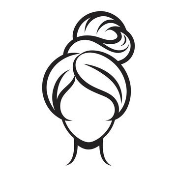 recommend clip art: Messy hair bun line art vector illustration on a transparent background