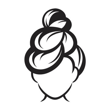 recommend clip art: Messy hair bun line art vector illustration on a transparent background