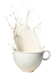 PNG  Cream pot with splash dairy drink white.