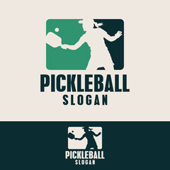Pickleball Logo Player Retro Minimalist